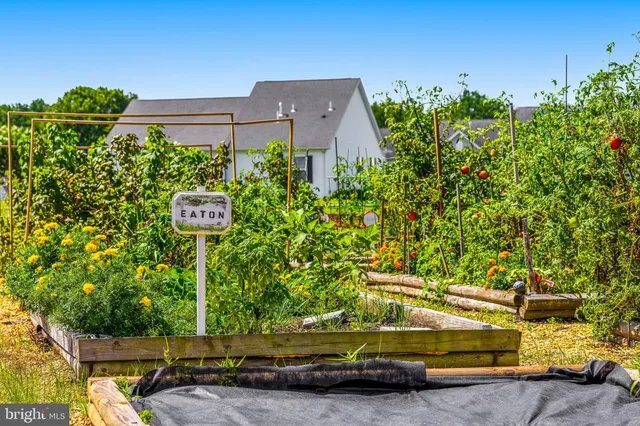 an aerial view of a house with a swimming pool and garden