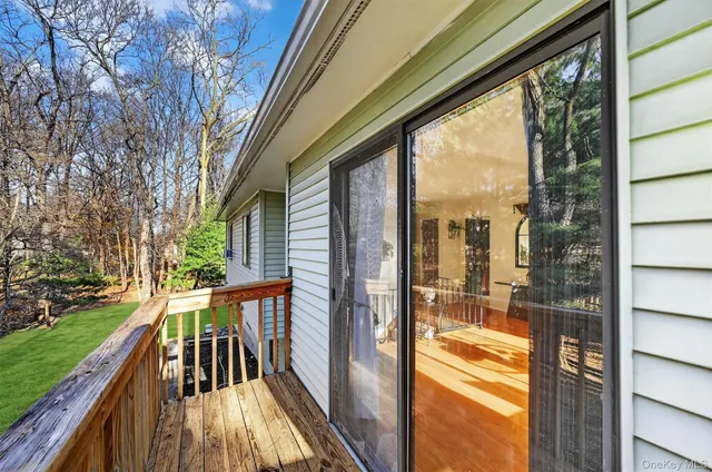 a view of a park with large trees