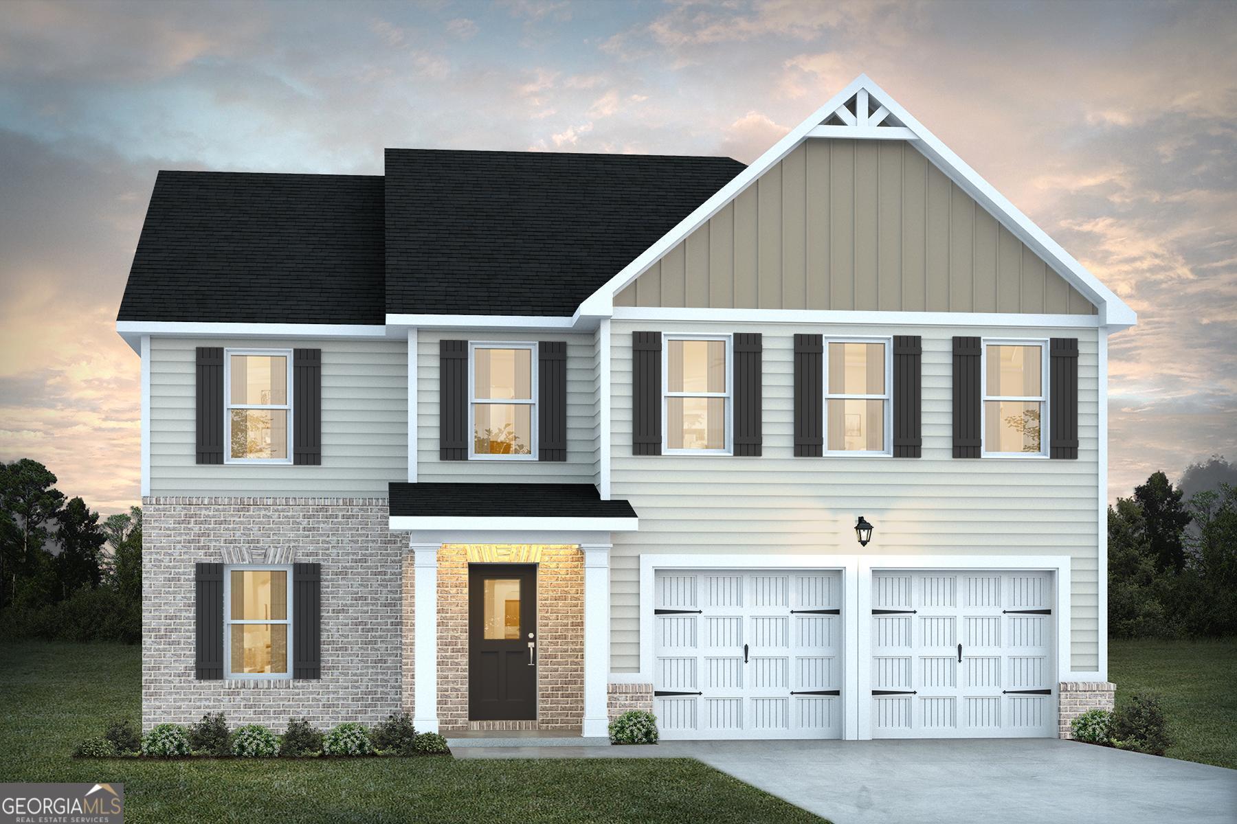 a front view of a house with windows