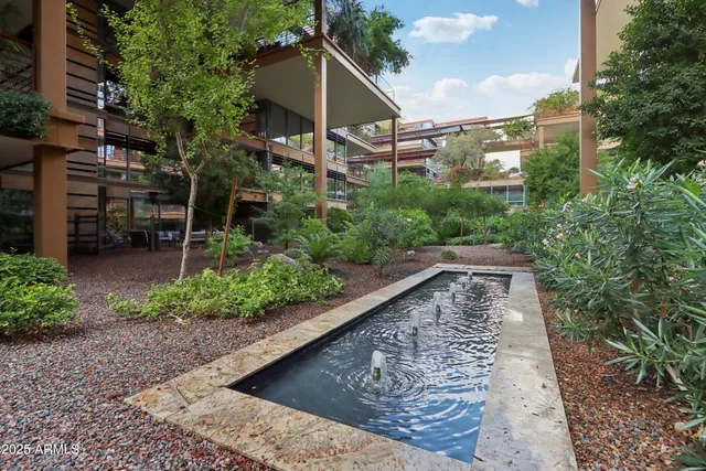 a view of a garden with pathway