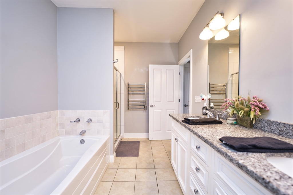 8 Hathaway Pond Circle, Unit 8 Rochester, MA 02770 - Photo 16 of 24 a spacious bathroom with a granite countertop sink and a bathtub