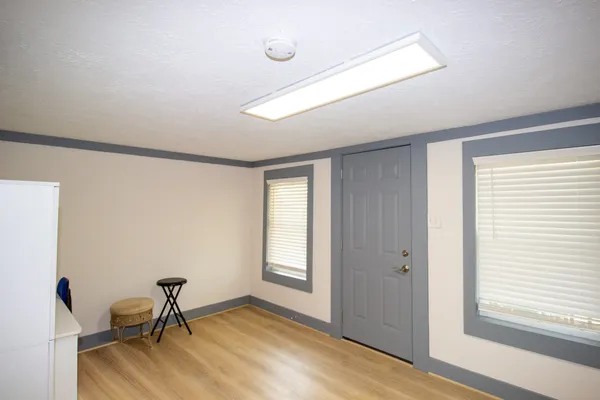 a view of a livingroom with a window