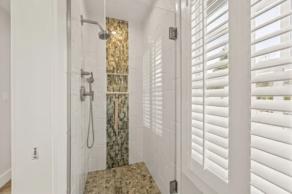 a bathroom with a shower