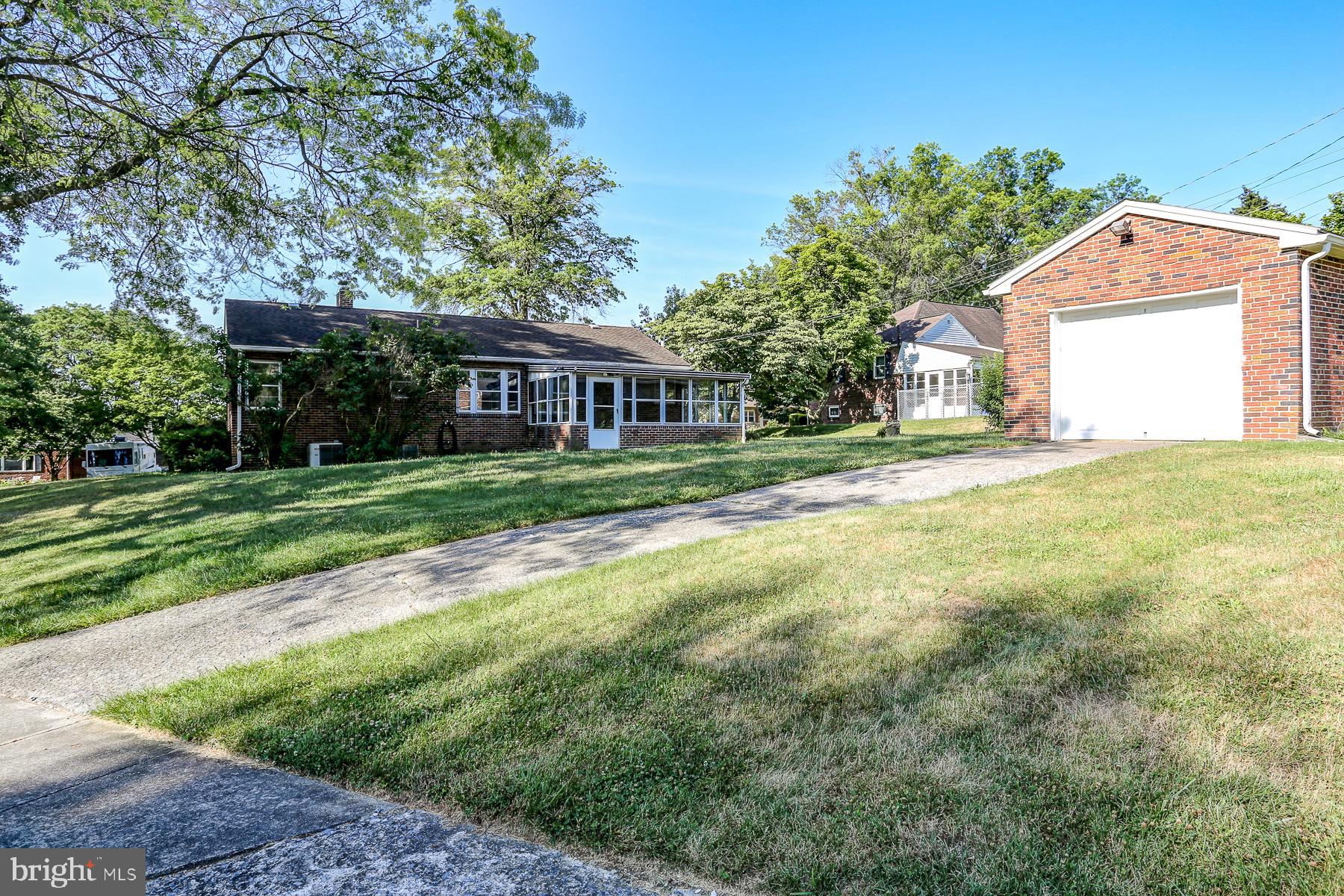 Back view, with oversized detached garage