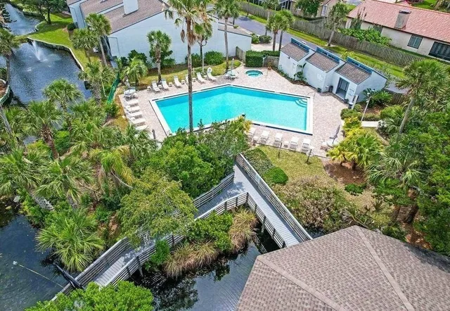 an aerial view of a house