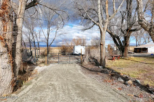 a view of a yard covered with snow in the yard