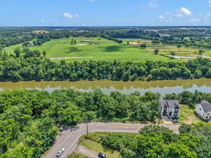 an aerial view of a yard