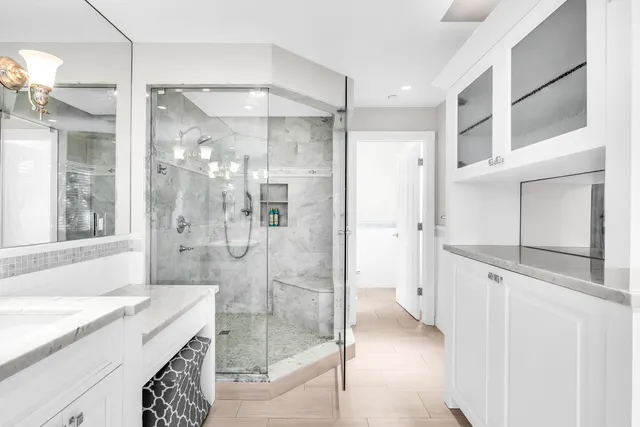 a bathroom with a shower