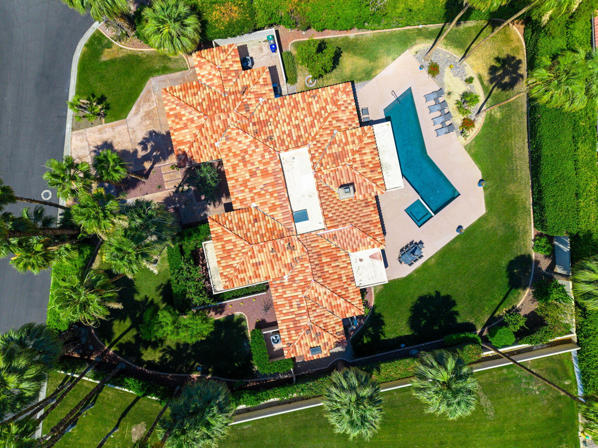 5 Terrace Place Rancho Mirage, CA 92270 - Photo 53 of 53 an aerial view of a house with a yard and potted plants