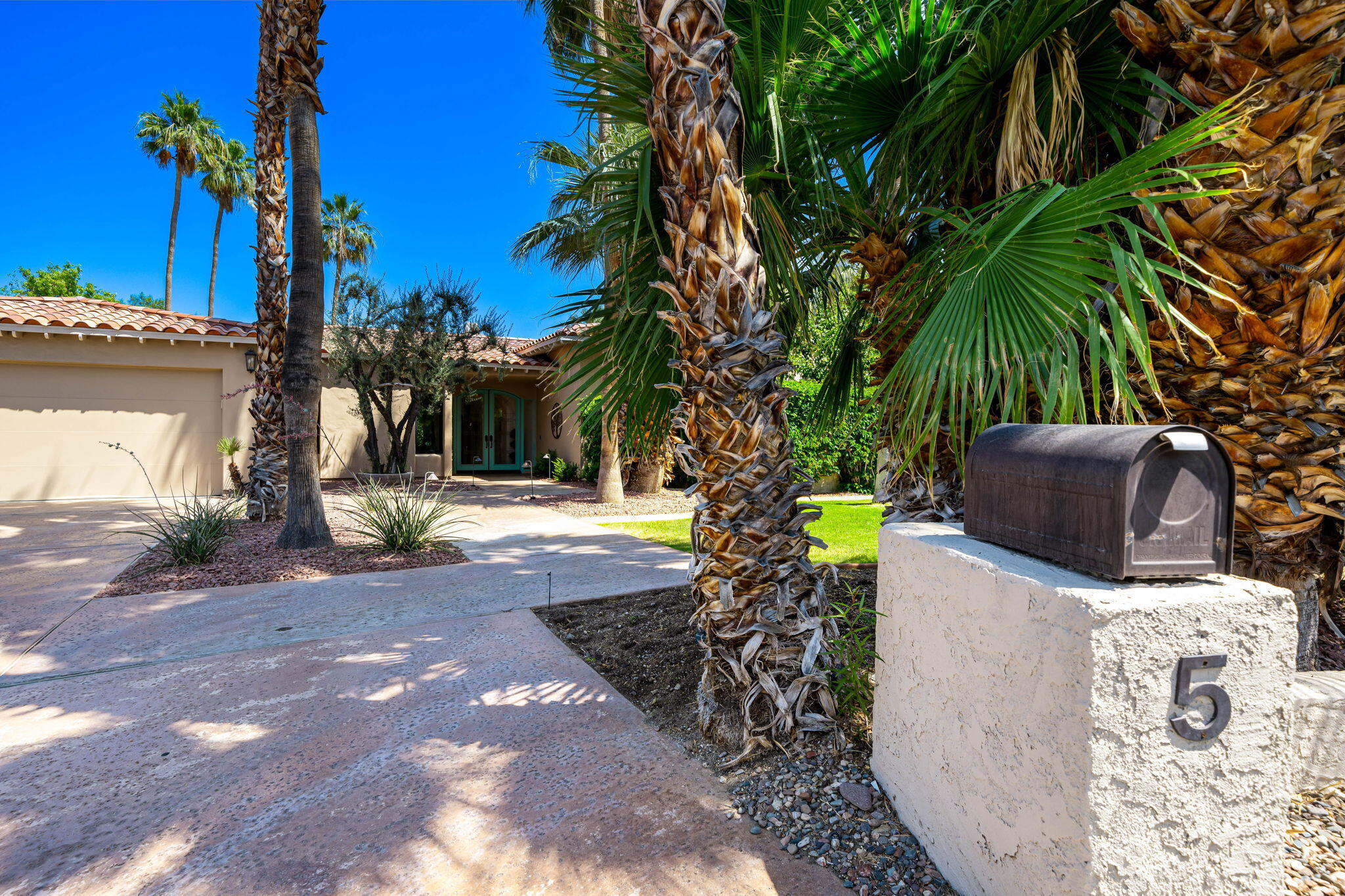 5 Terrace Place Rancho Mirage, CA 92270 - Photo 9 of 53 a view of a backyard with palm trees