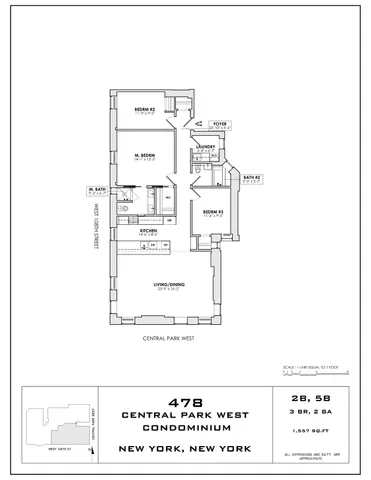 $2,449,000 | 478 Central Park West, Unit 2B | Upper West Side