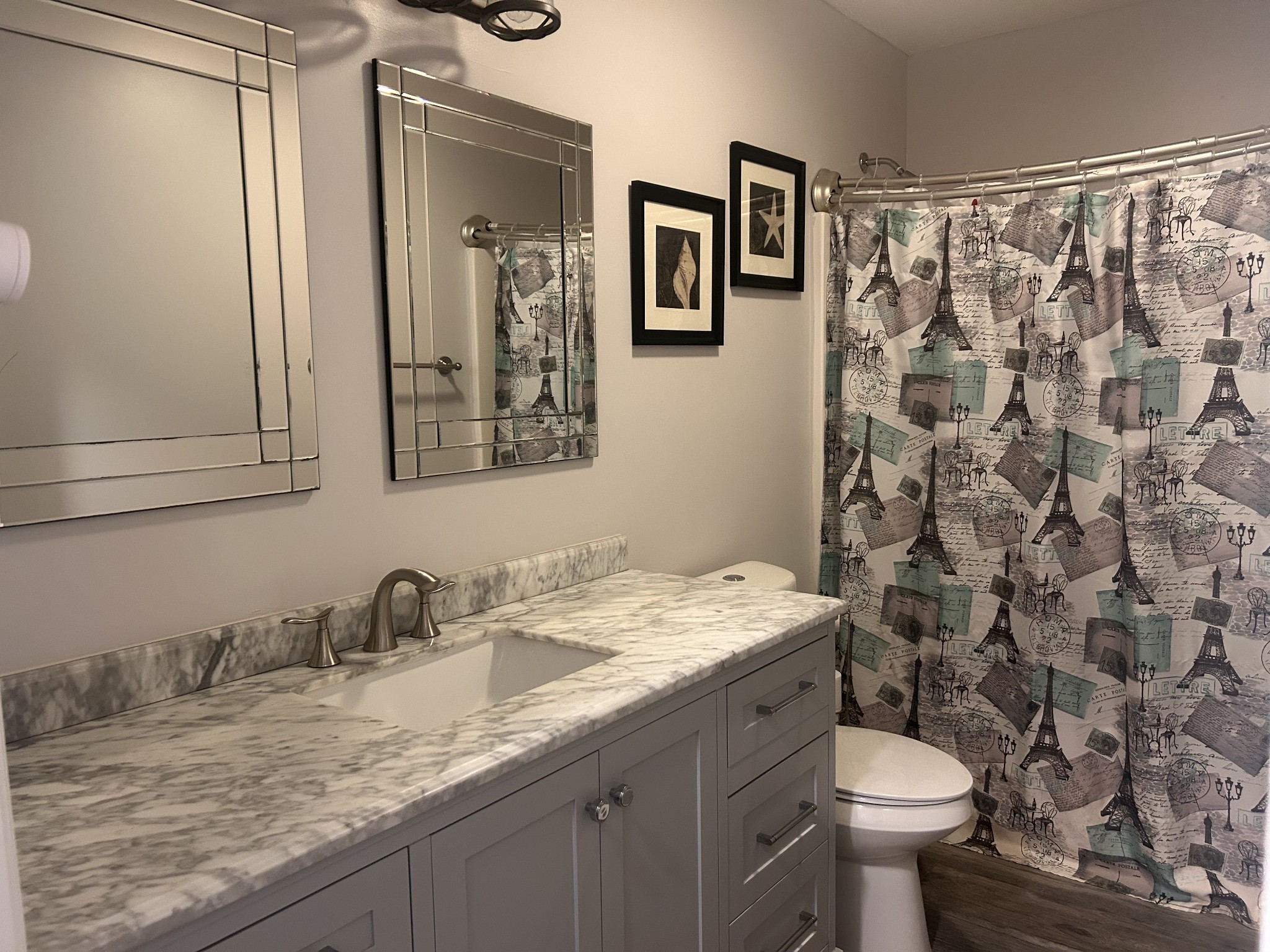 2200 Crescentview Road Pulaski, TN 38478 - Photo 53 of 72 a bathroom with a granite countertop sink and a mirror