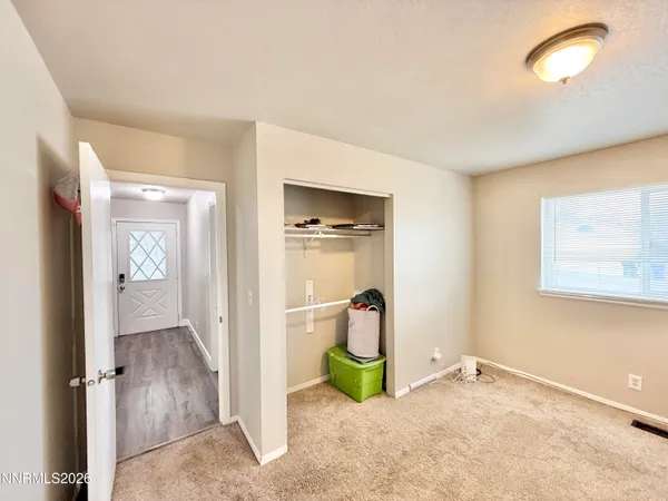 a view of a room with a bench