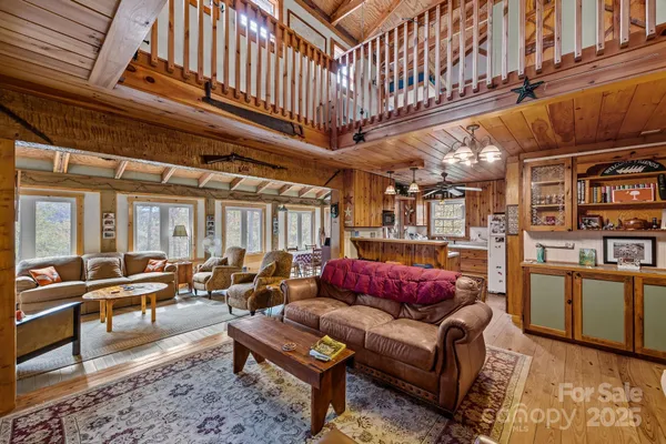 a balcony with furniture