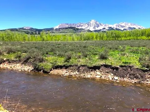 a view of green field with trees in the background