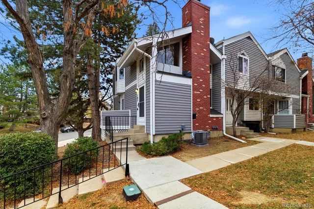 a view of a building with a patio