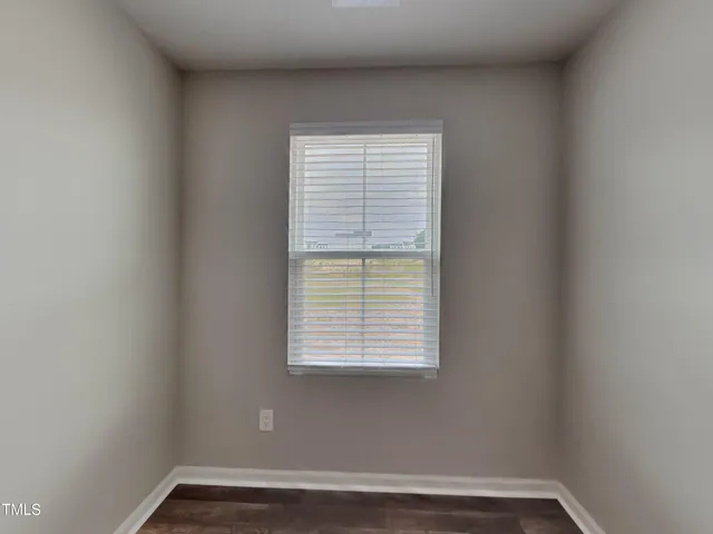 a view of a small space with a window