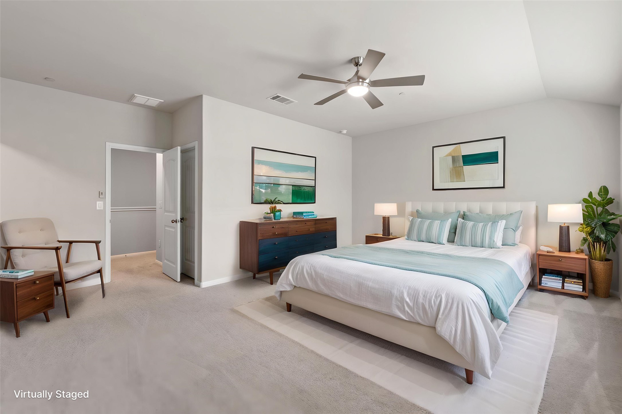516 East Slaughter Lane, Unit 2001 Austin, TX 78744 - Photo 5 of 31 This spacious room features neutral-toned carpet, light-colored walls, and a ceiling fan