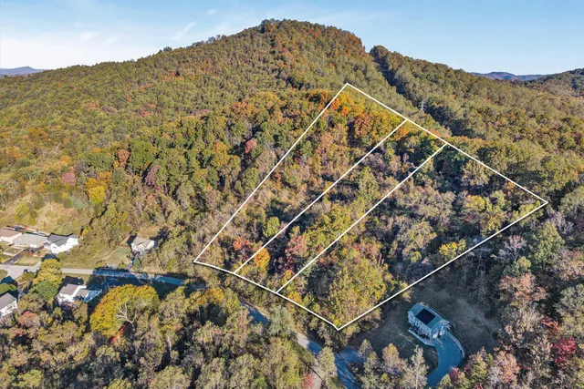 a view of a large building with a mountain