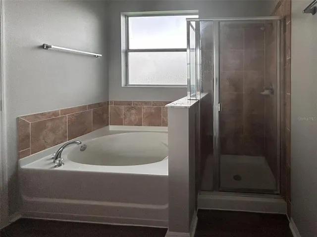 a bathroom with a tub