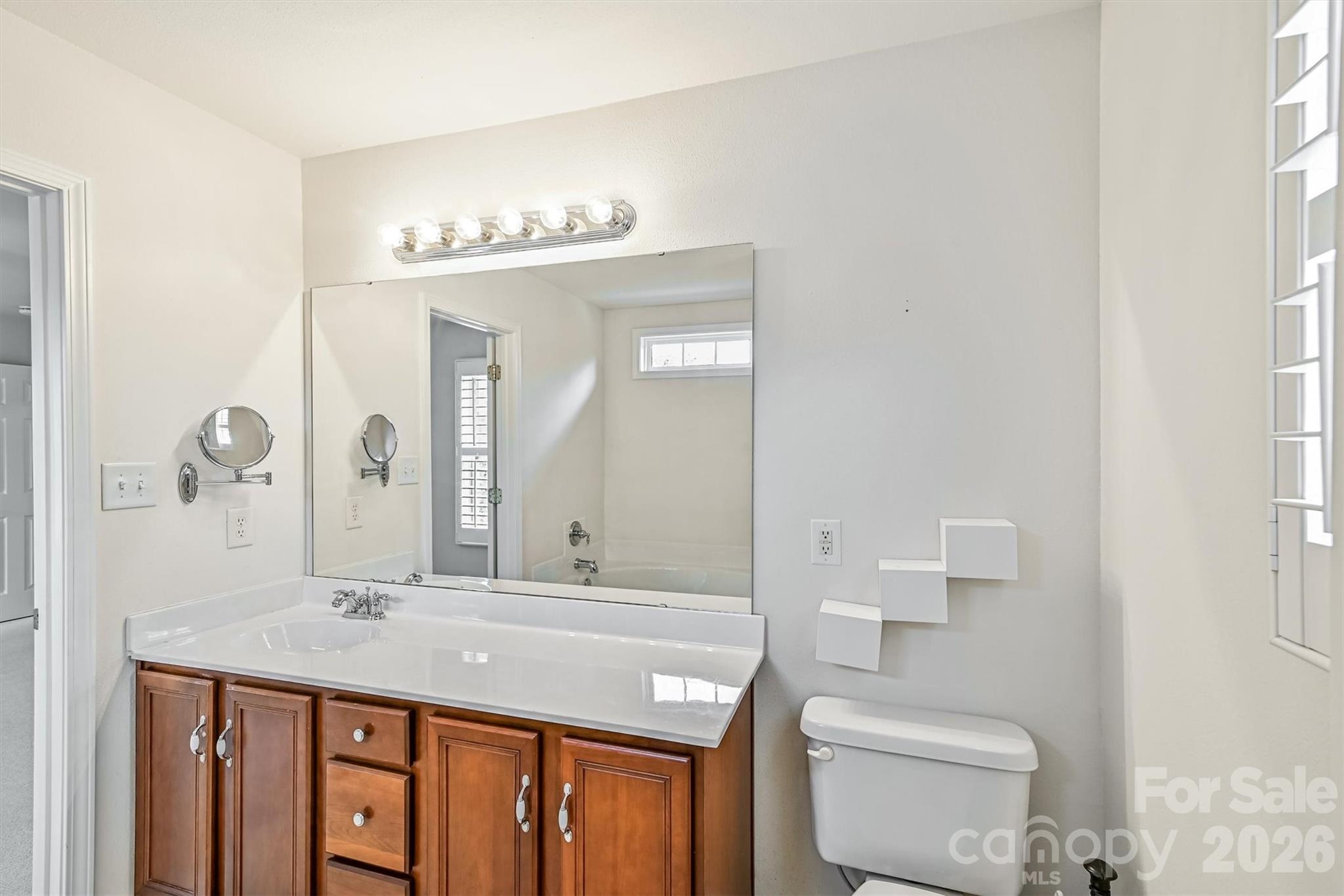 4160 Segundo Lane Fort Mill, SC 29707 - Photo 19 of 30 a bathroom with a granite countertop toilet a sink and a mirror