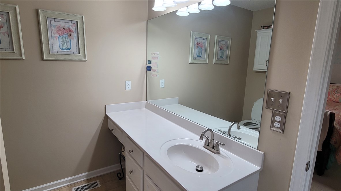 325 McAdams School Road Honea Path, SC 29654 - Photo 14 of 22 A pristine vanity with generous counter space and ample storage, providing comfort and utility.