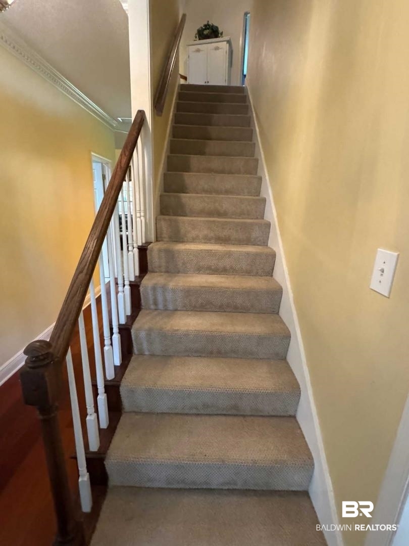 31163 Woodland Way Daphne, AL 36527 - Photo 7 of 44 Stairs with carpet and ornamental molding