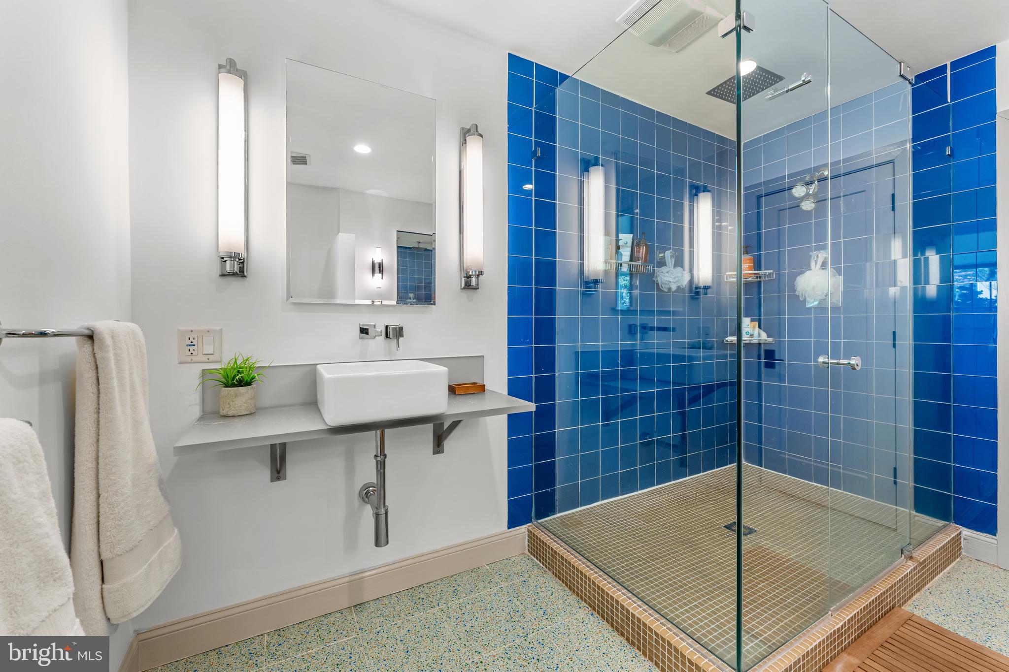 2820 Ellicott Street Northwest Washington, DC 20008 - Photo 23 of 43 a bathroom with a sink mirror and shower