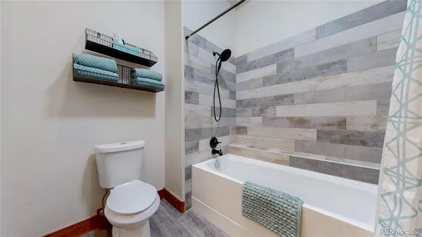 a bathroom with a toilet and a bathtub