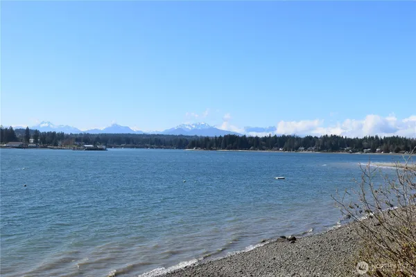 a view of lake with mountain