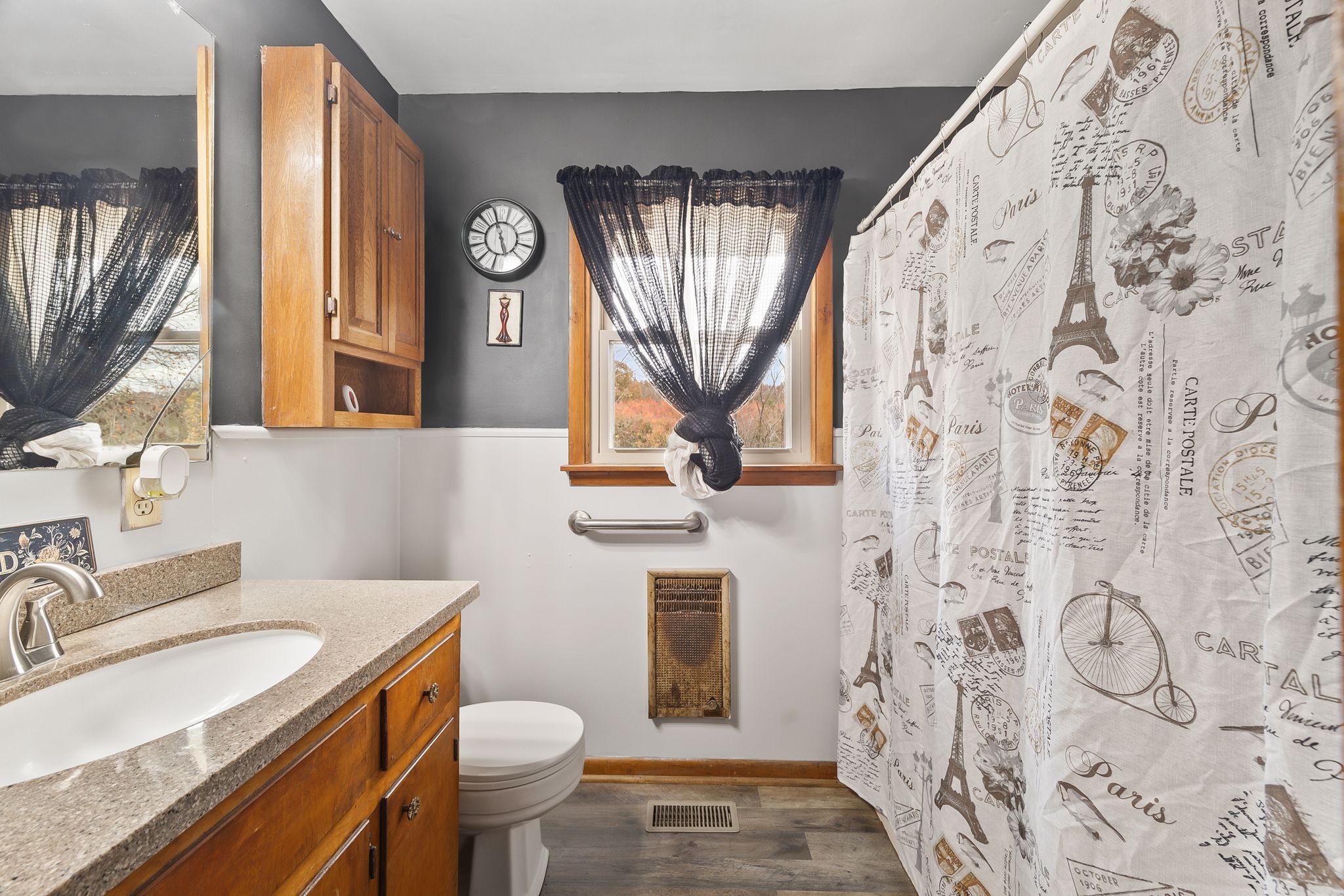 948 North Brace Road Summertown, TN 38483 - Photo 20 of 59 a bathroom with a granite countertop toilet sink and mirror