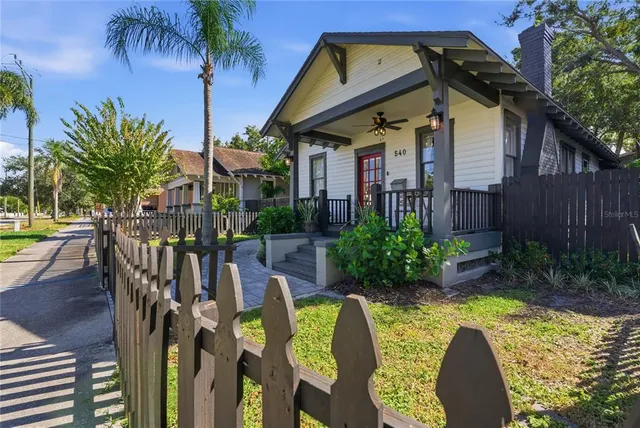 a front view of a house having patio
