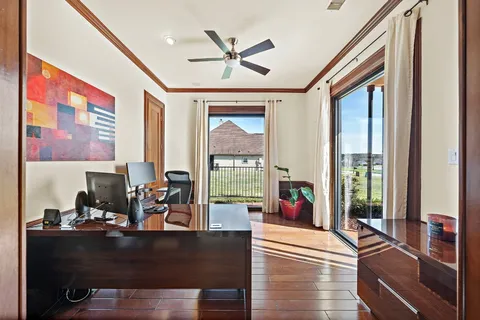 a work room with furniture