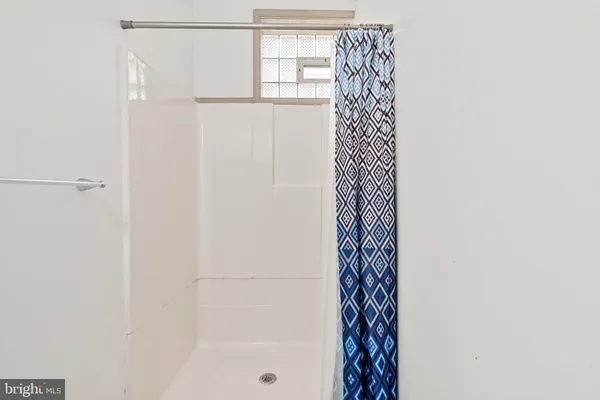a close up of a shower curtain