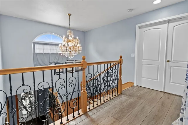 a view of a porch with wooden floor