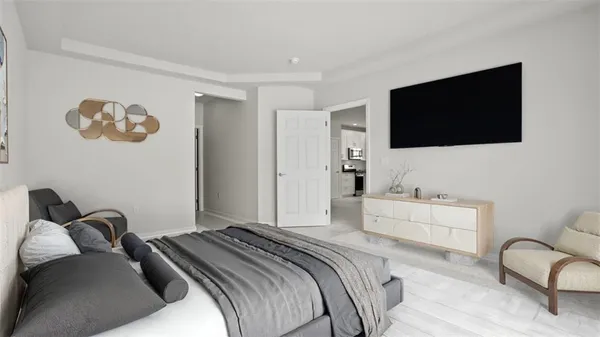 a view of a room with wooden walls