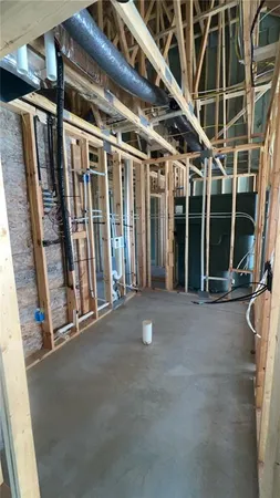 a view of a room with wooden walls