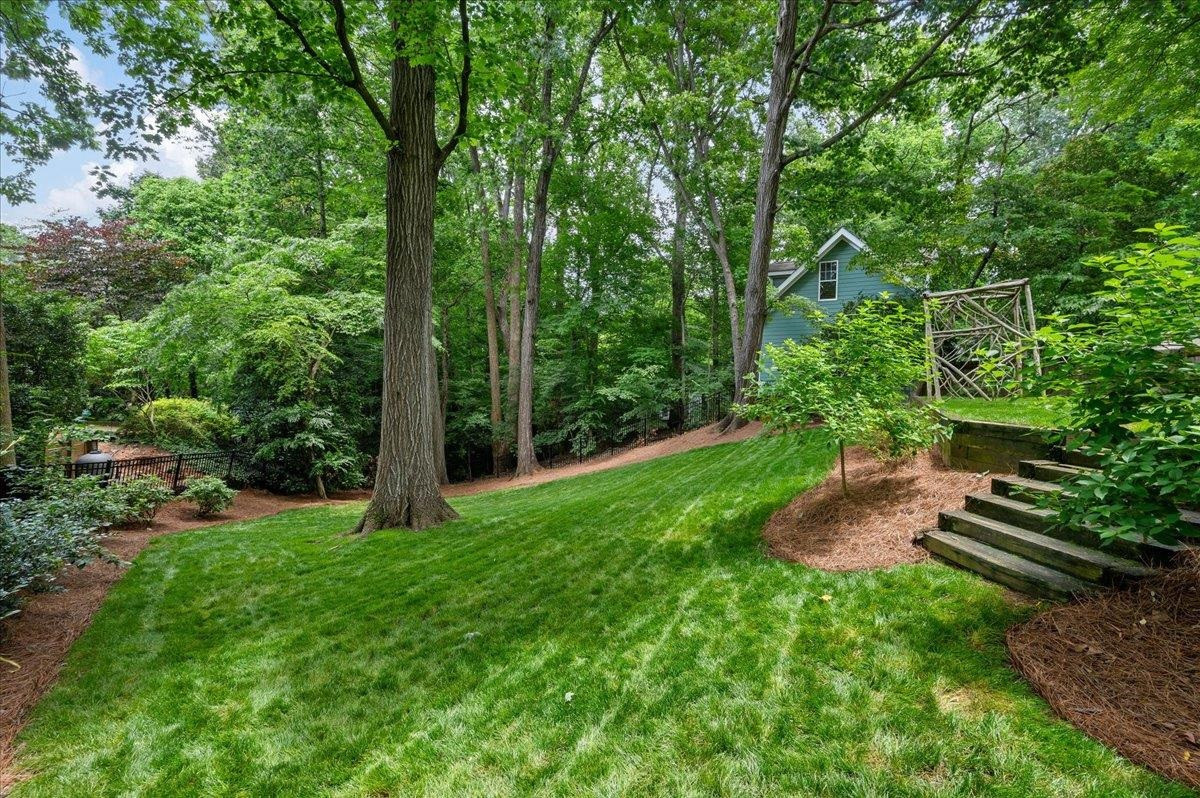 208 Walden Place Raleigh, NC 27609 - Photo 3 of 4 a view of a backyard with large trees