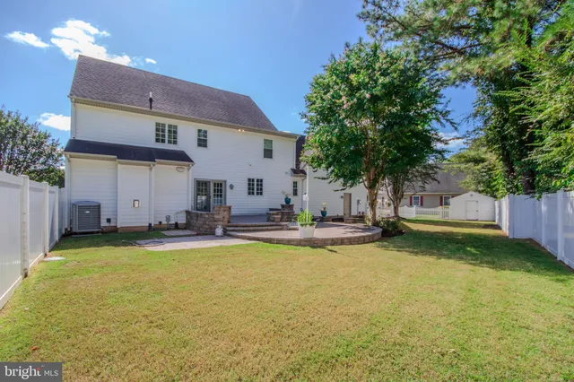 a view of a yard with a large tree