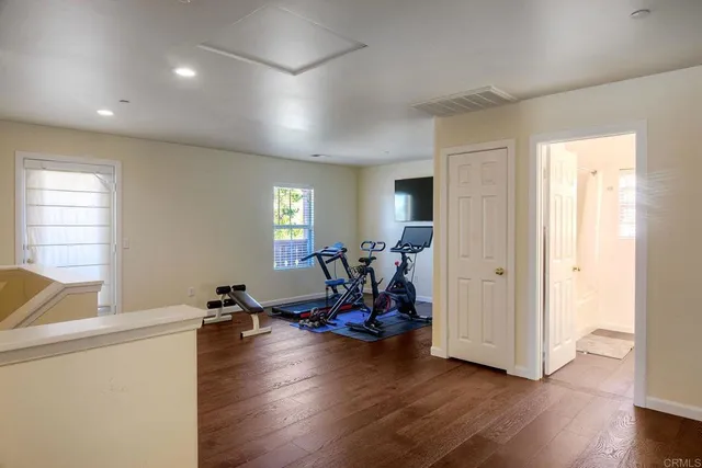 a view of a room with gym equipment