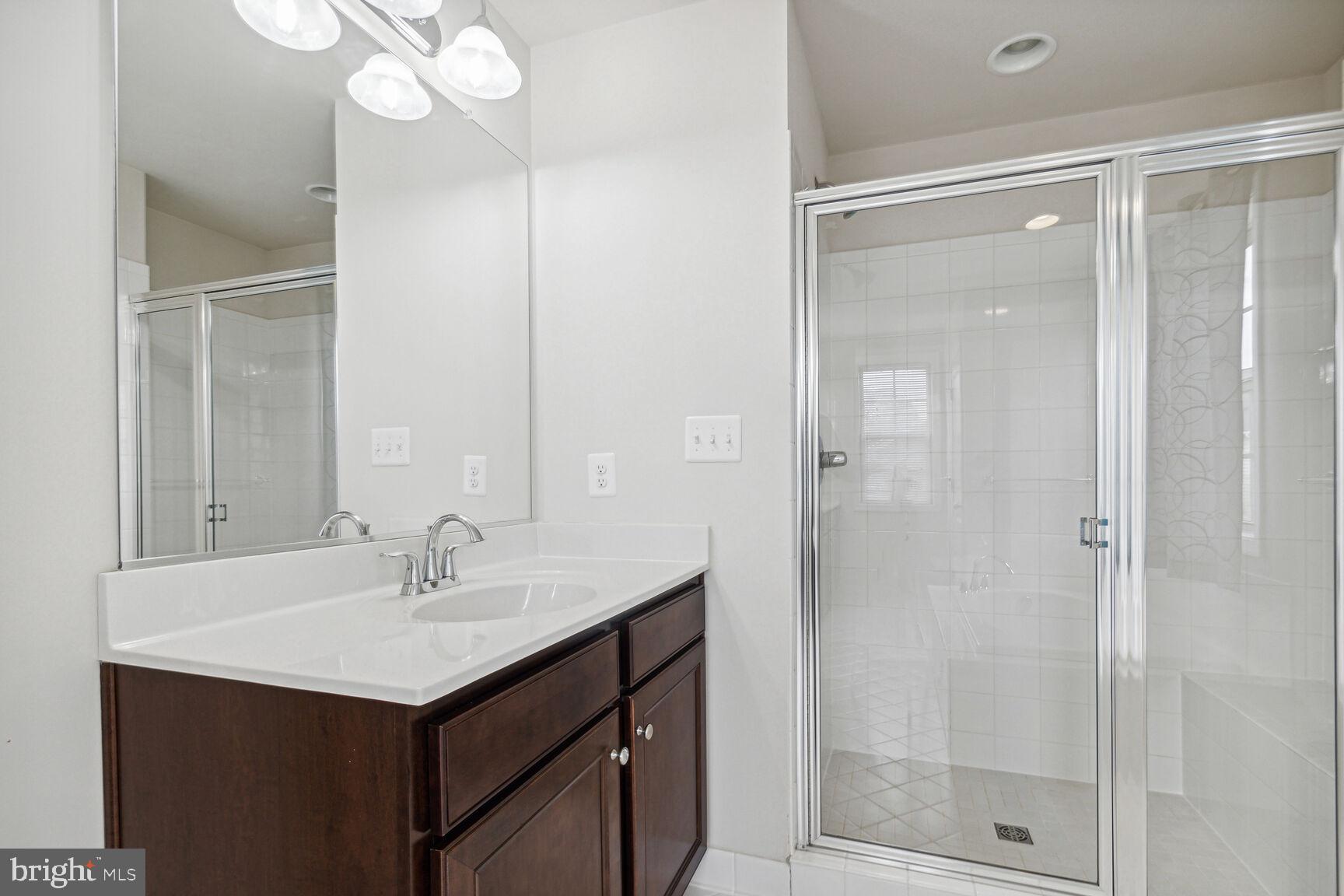 13601 Soaring Wing Lane Silver Spring, MD 20906 - Photo 31 of 53 a bathroom with a sink mirror and shower