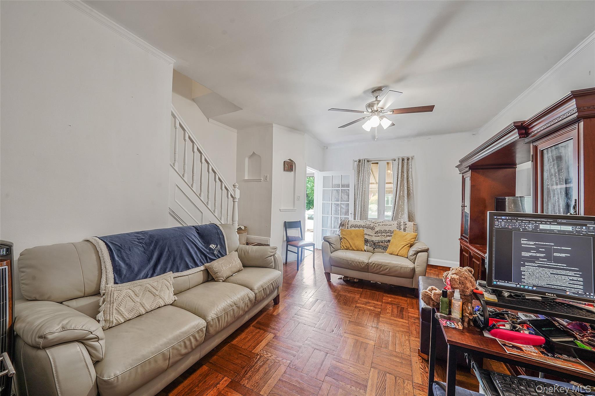 141 Branton Street Brooklyn, NY 11236 - Photo 3 of 20 a living room with furniture ceiling fan and a rug