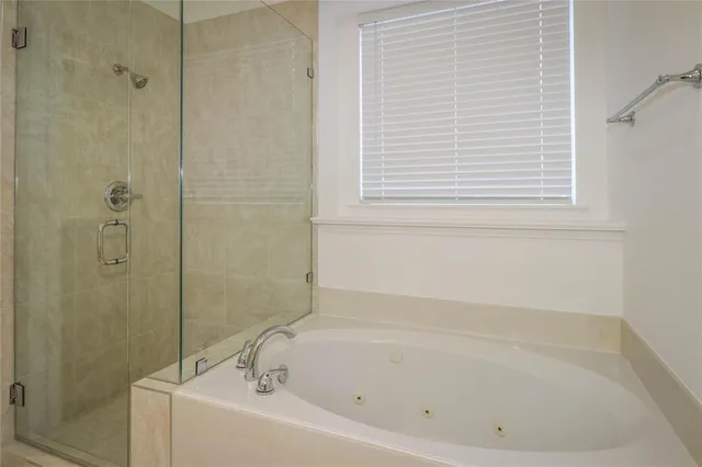 a bathroom with a bathtub