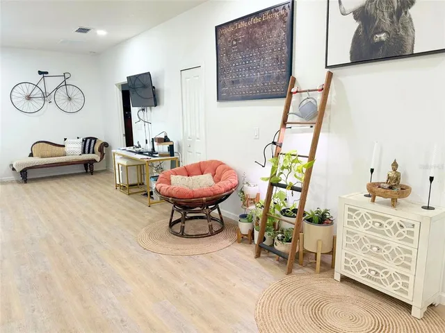 a living room with furniture