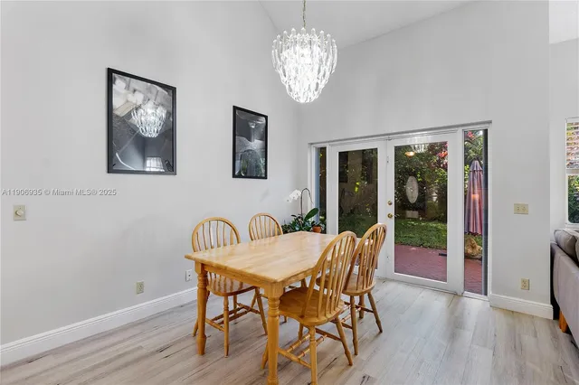 a view of a park with large trees