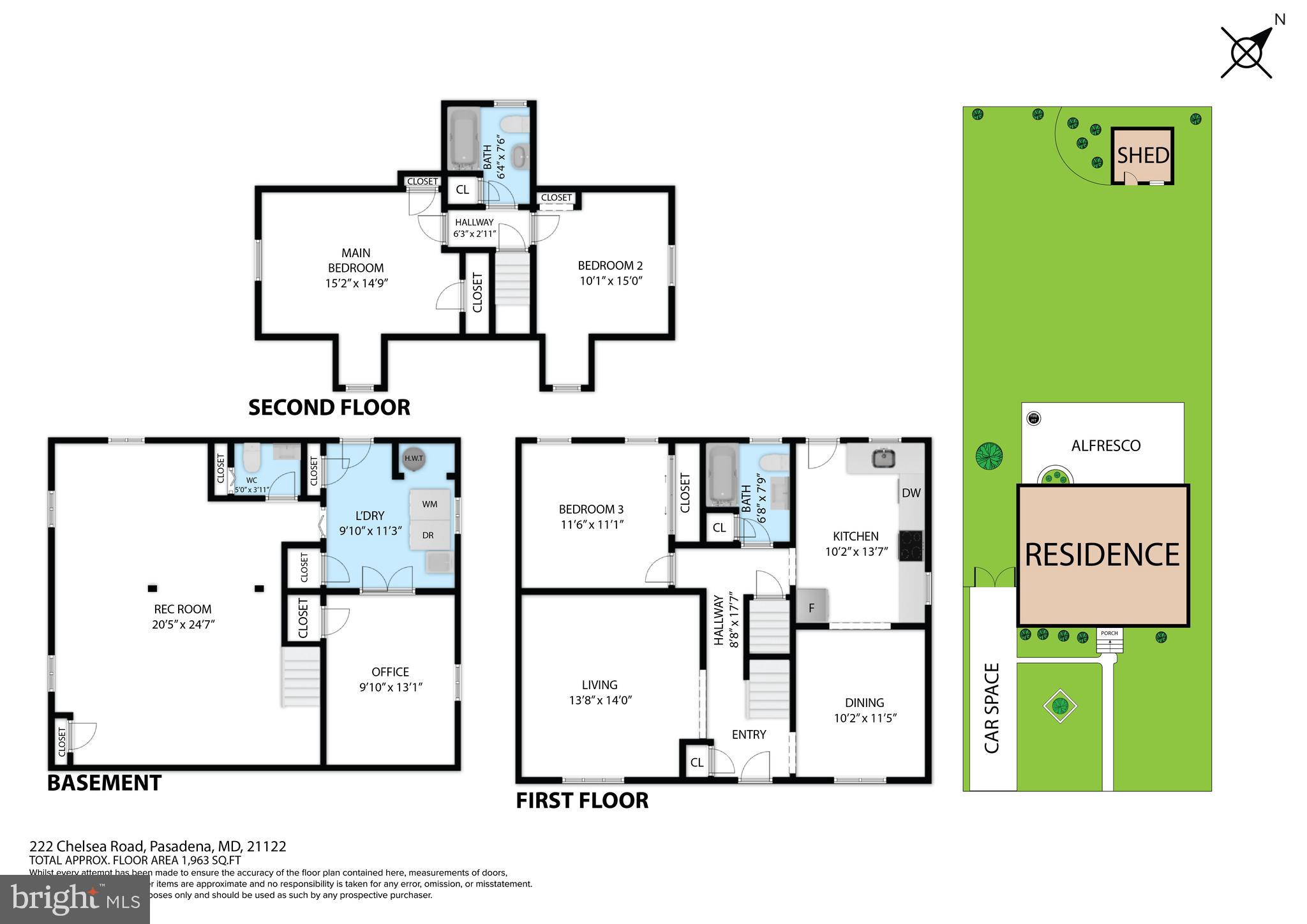 222 Chelsea Road Pasadena, MD 21122 - Photo 90 of 90 2D floor plan, note the upper bedroom sizes 15x14'