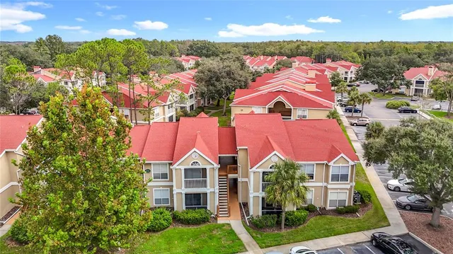 an aerial view of a house