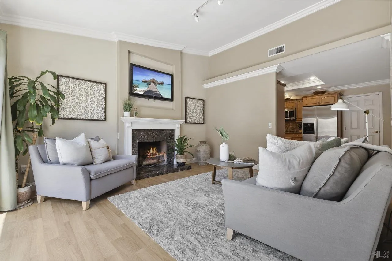 304 Avenida De Los Claveles Encinitas, CA 92024 - Photo 1 of 27 a living room with furniture and a fireplace