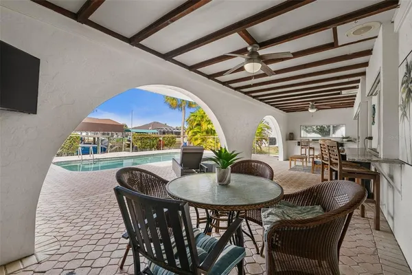 a view of outdoor space with seating space