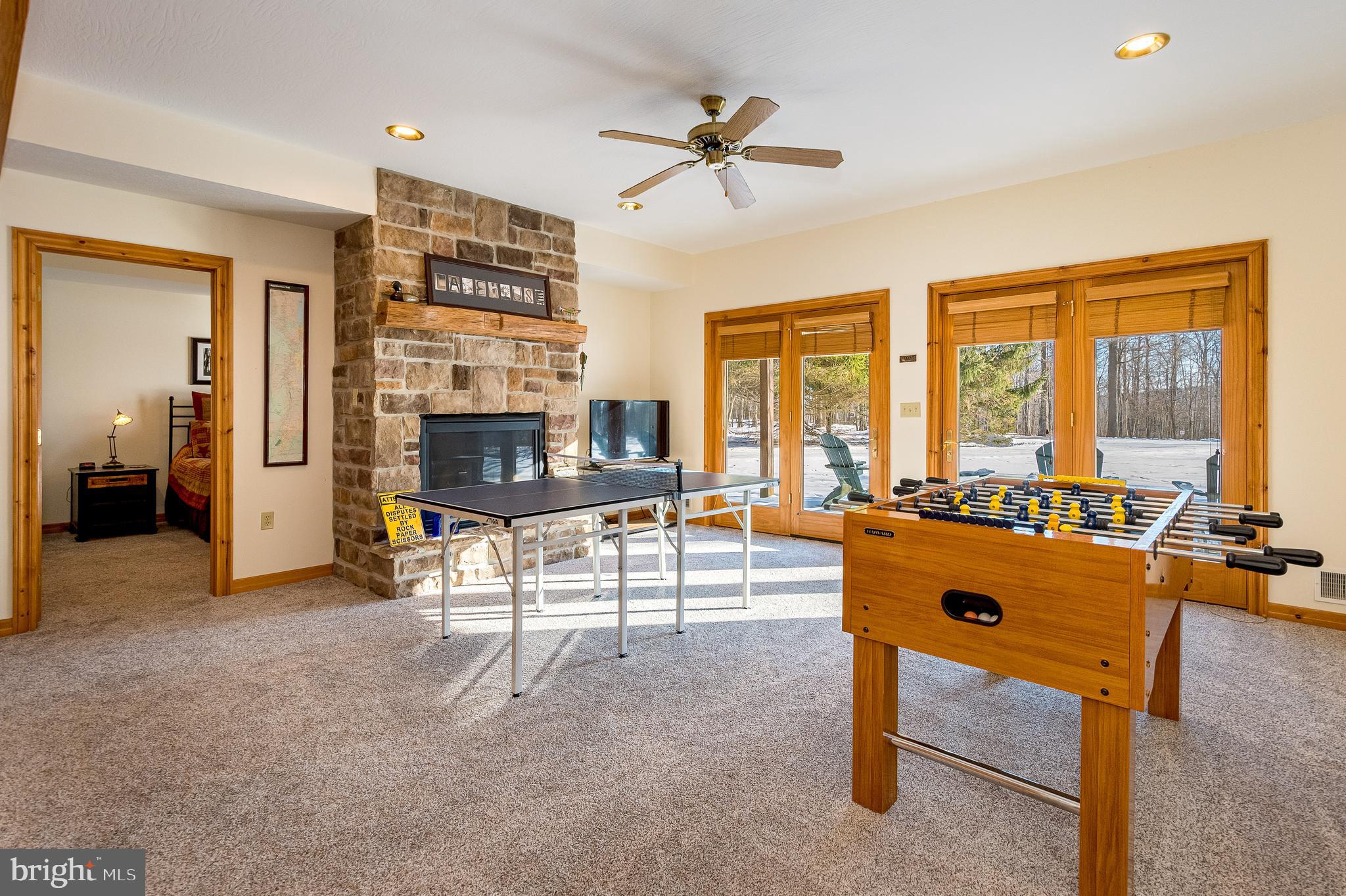 41 Wilson Circle Swanton, MD 21561 - Photo 43 of 63 a living room with furniture a fireplace and a flat screen tv